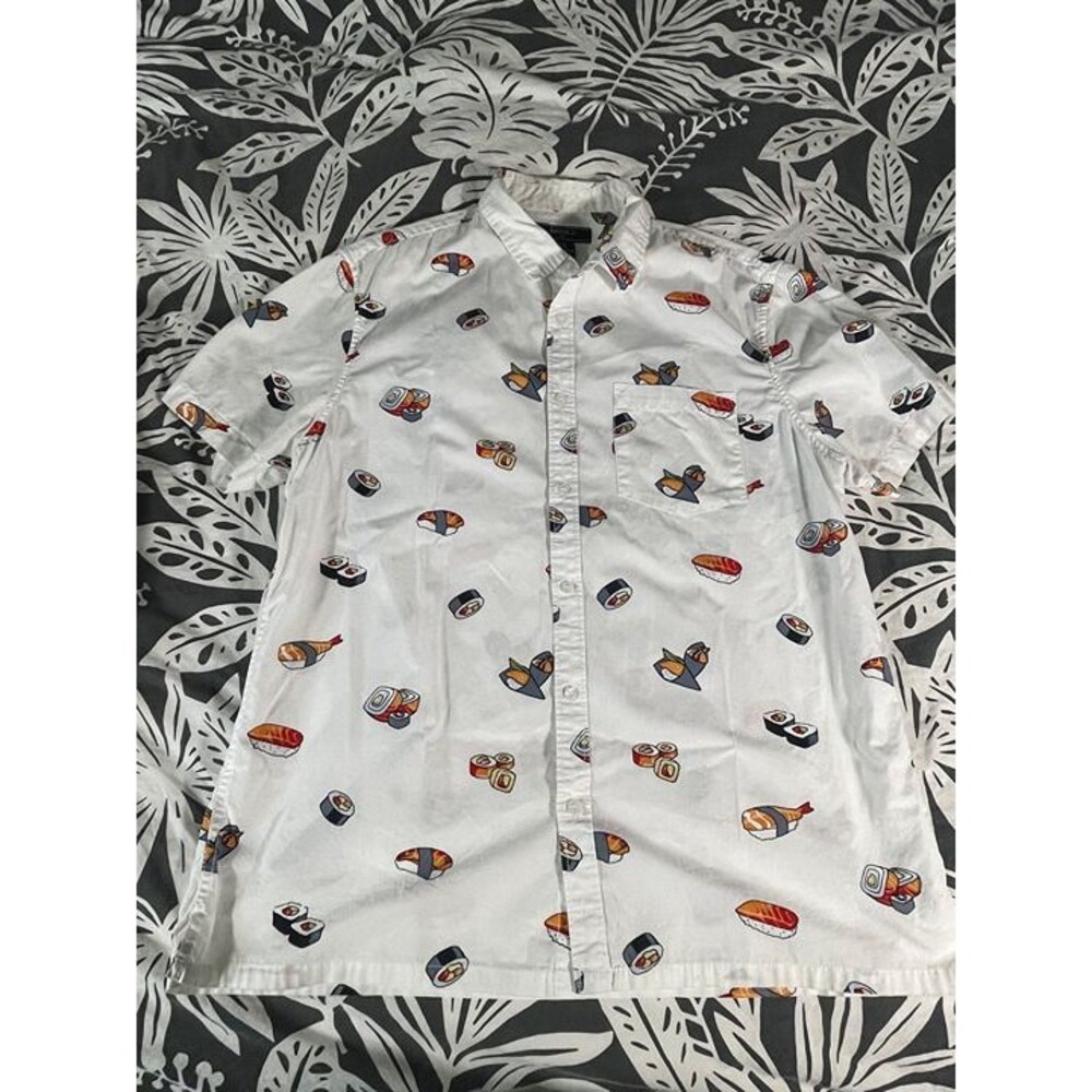 Forever 21 Men Sushi Pattern Button Up Shirt Size (XL) X-Large